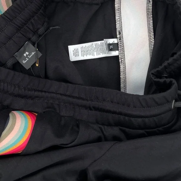 NWT Paul Smith Joggers Track Pants in Black with Swirl Stripe Women's Size XL - Picture 7 of 12